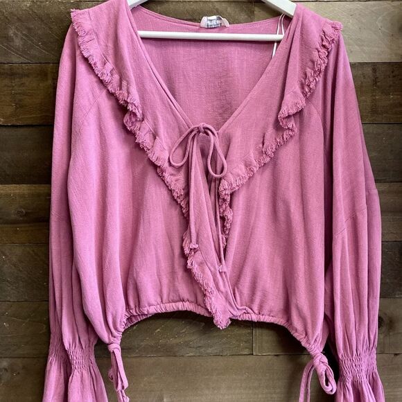UMGEE Pink Crossbody Ruffle Top - Picture 5 of 13